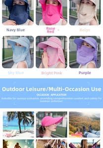 Dettaglio cappello parasole staccabile con opzioni colore e protezione viso completa