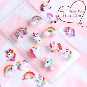 DIY transparente Handyhülle Set mit Glitzer Einhorn und Regenbogen Harz Anhänger