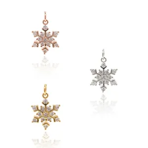 Snowflake Pendant Copper Gold Plated Micro Paved Zircon DIY Jewelry Making Accessory For Necklace Bracelet