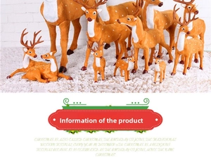 Detailed view of artificial Christmas reindeer statues in various sizes and poses