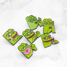 Σετ 6 καρφίτσες σμάλτου Pepe the Frog με διάφορες εκφράσεις σε φόντο από μάρμαρο