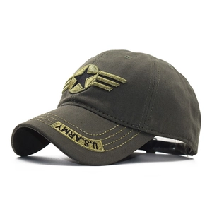 Side view of olive green cotton tactical cap featuring U.S. ARMY embroidery on the brim