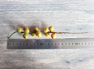 Detail of artificial orange berry branch showing 15cm length with realistic gradient fruit