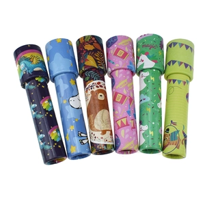 Classic paper kaleidoscopes set for kids with unicorn and forest bear patterns