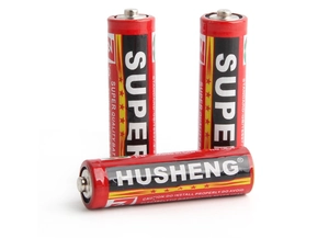Detailed view of AA 1.5V batteries with red and black metal casing for toys and electronics