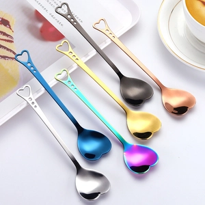 Cucchiaio Da Caffè A Forma Di Cuore In Acciaio Inossidabile Con Manico Lungo Cucchiai Da Dessert Lucidatura A Specchio Per Tè Torta