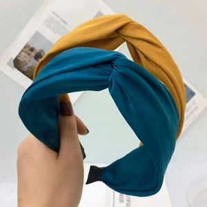 Women Fabric Headband Cross Knot Wide Brim Solid Color Hair Hoop Korean Style Face Washing Daily Hair Accessory