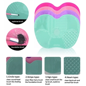 Detailed view of silicone brush cleaning mat textures for various makeup brush types