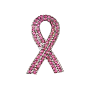 Funkelnde rosa Strass-Brosche in Schleifenform für Wohltätigkeit aus Silberlegierung