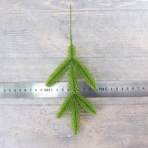 Artificial green pine needles DIY craft branch on measurement ruler 15cm length