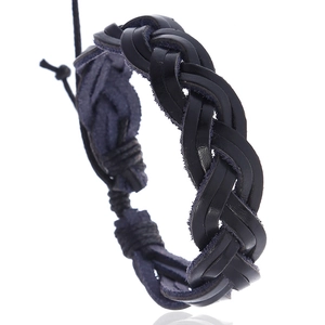 Retro Punk Braided Genuine Leather Bracelet For Men Women Adjustable Cowhide Woven Rope Wrap Bracelet Unisex Minimalist Jewelry