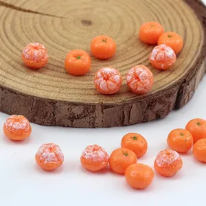Realistic resin orange miniatures in peeled and whole forms for DIY handmade crafts
