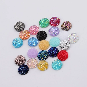 Multi-color 10mm resin druzy cabochons with glitter texture for DIY jewelry making