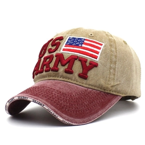 Gorra de béisbol vintage caqui y granate con bordado US ARMY y acabado lavado
