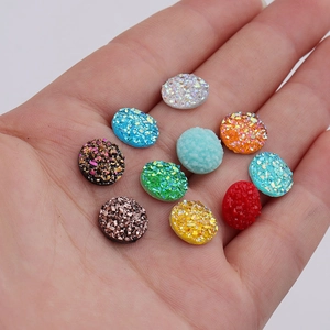 Handheld 10mm round resin druzy cabochons for DIY jewelry making in assorted colors