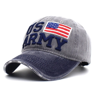 Gorra de béisbol lavada gris y azul marino con bordado US ARMY y bandera de EE. UU.