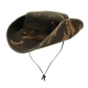 Outdoor camouflage boonie hat with adjustable chin strap and foldable brim for sun protection