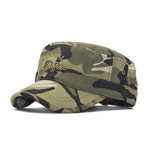 Gorra Militar de Camuflaje Plana Cadet para Hombre Mujer Ajustable Lona de Algodón Army Naval Bordado Sombrero de Sol