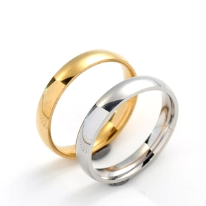 Polished 4mm stainless steel minimalist dome ring set in silver and gold finishes