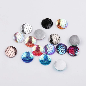 Colorful 16mm round resin fish scale cabochons for DIY jewelry and crafts making