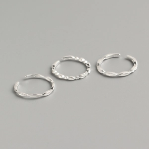 Minimalist 925 Sterling Silver Baroque Wave Hollow Open Ring For Women Adjustable Polished Finger Ring Jewelry Gift