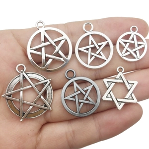 DIY retro silver tarot stars pendants in pentagram and hexagram shapes for jewelry making