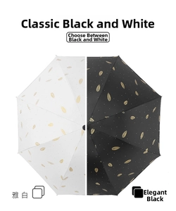Detailed comparison of elegant striped sun umbrellas in ivory white and classic black options