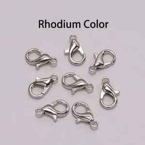 Set of seven rhodium-plated metal lobster clasps for DIY jewelry making accessories