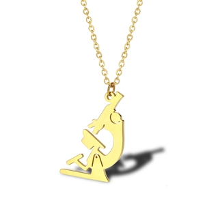 Creative Microscope Pendant Necklace For Women Stainless Steel Biological Medical Instrument Science Style Clavicle Chain Jewelry