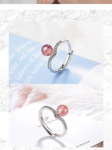 Macro shot of S925 hallmark on silver ring with strawberry quartz bead and tiny diamonds