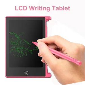 Pink 4.4 inch LCD writing tablet with stylus and one-click clear button for kids drawing