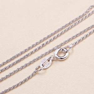 S925 sterling silver twist rope chain necklace with Italy stamp and spring clasp