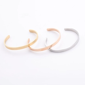 6mm minimalist stainless steel C-shape open bangles in gold, rose gold and silver