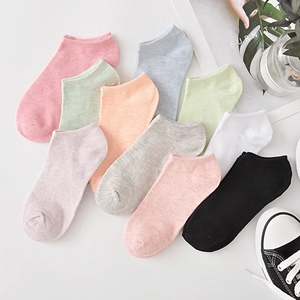 Women Cotton Boat Socks Solid Macaron Color Low Cut Invisible Breathable Casual Ankle Socks No Show Socks