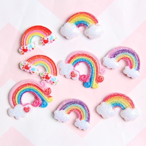 Glitter resin rainbow and cloud charms for DIY hair clips and shoe accessories decoration