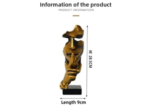 Detailed view of the Silence is Gold resin sculpture with 28.5cm height dimension