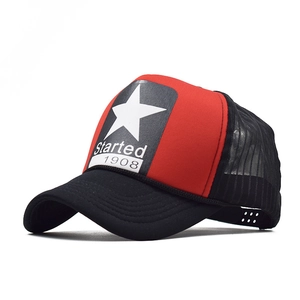 Trucker Hat Baseball Cap Cotton Polyester Mesh Breathable Five Point Star Print Retro Adjustable Snapback Streetwear