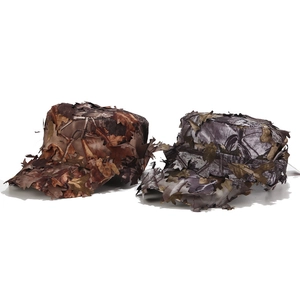 Detailed view of 3D leaf camouflage tactical hats for hunting and forest concealment