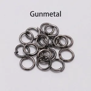 Macro shot of gunmetal jump rings for DIY jewelry making and connecting necklaces
