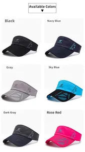 Grid view of quick-dry sports sun visors showing multiple colors and mesh detail