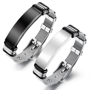 Bracciale ID da Uomo in Acciaio Inossidabile a Maglia Industriale Cinturino in Metallo Regolabile Incidibile Gioielli Uomo