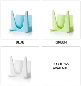 Organisateurs muraux bleus, verts et blancs pour couvercles ou rangement d'éponges