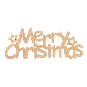 Hollow wooden Merry Christmas hanging ornament with laser cut stars for holiday decor