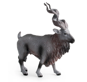Detailed realistic Markhor figurine featuring signature spiral horns and thick neck fur