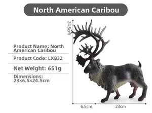 Détails de la figurine caribou montrant les dimensions 23x6,5x24,5cm et le poids 651g