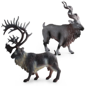 Realistic reindeer and markhor goat wildlife animal model set with detailed texture