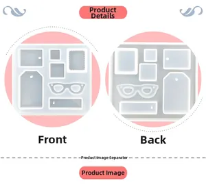 Front and back detail of translucent silicone mold with eyewear and pendant shapes
