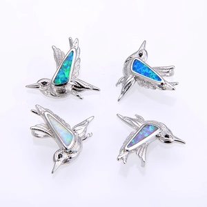 Kolibri Anhänger Kupfer Mit Opal Einlage Süßer Kleiner Vogel Schmuckherstellung Zubehör Für DIY Halsketten Und Armbänder