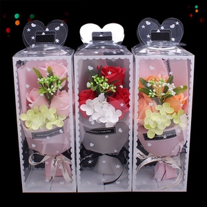 Soap rose gift box with pink, red, and orange flowers for Valentine's and Christmas