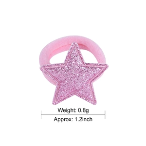 Pink glitter star hair tie for girls with elastic band, 1.2 inch width and 0.8g weight
